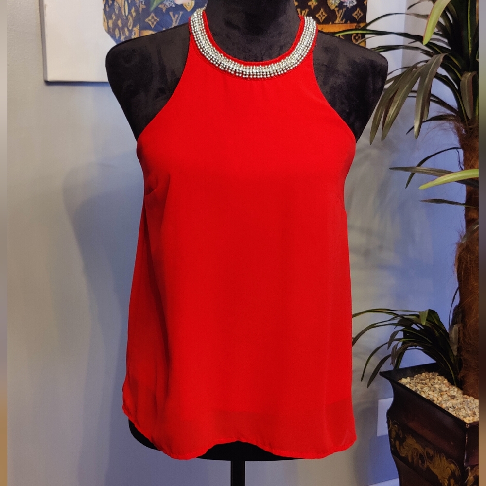 Red Bling Halter Top
